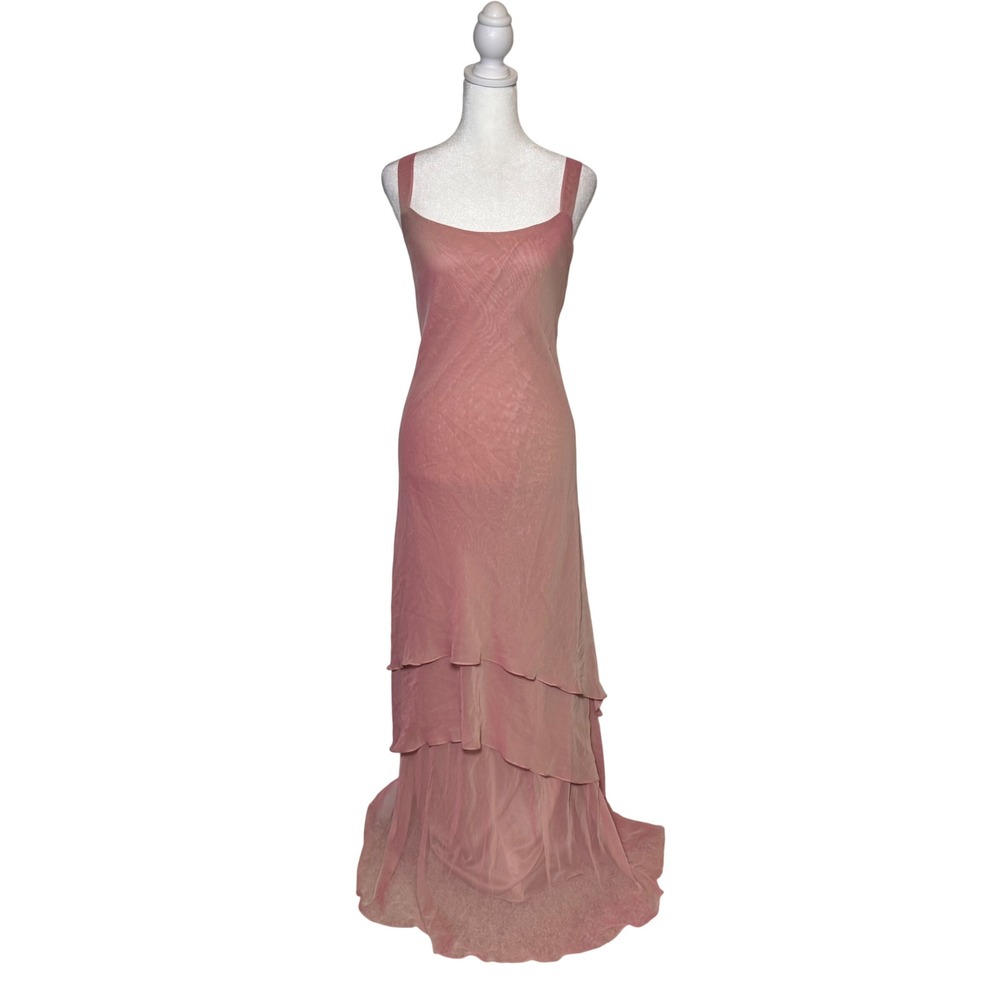 Vintage 90s Y2K Cattiva New York Blush Pink Layered Maxi Dress Sz 10 Fairy